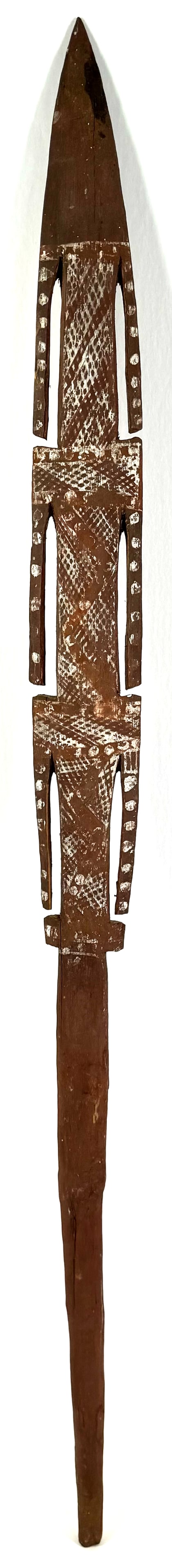 Aboriginal Australia North East Arnhem Land Ceremonial Spear. Carved and painted wood: IN HOUSE FLAT SHIPPING & HANDLING COST WITHIN ALL THE U.S. : 25 To bypass LiveShipping, and use our In-House shipping service for 25 or shipping combined for multiple lots, please select “Arrang