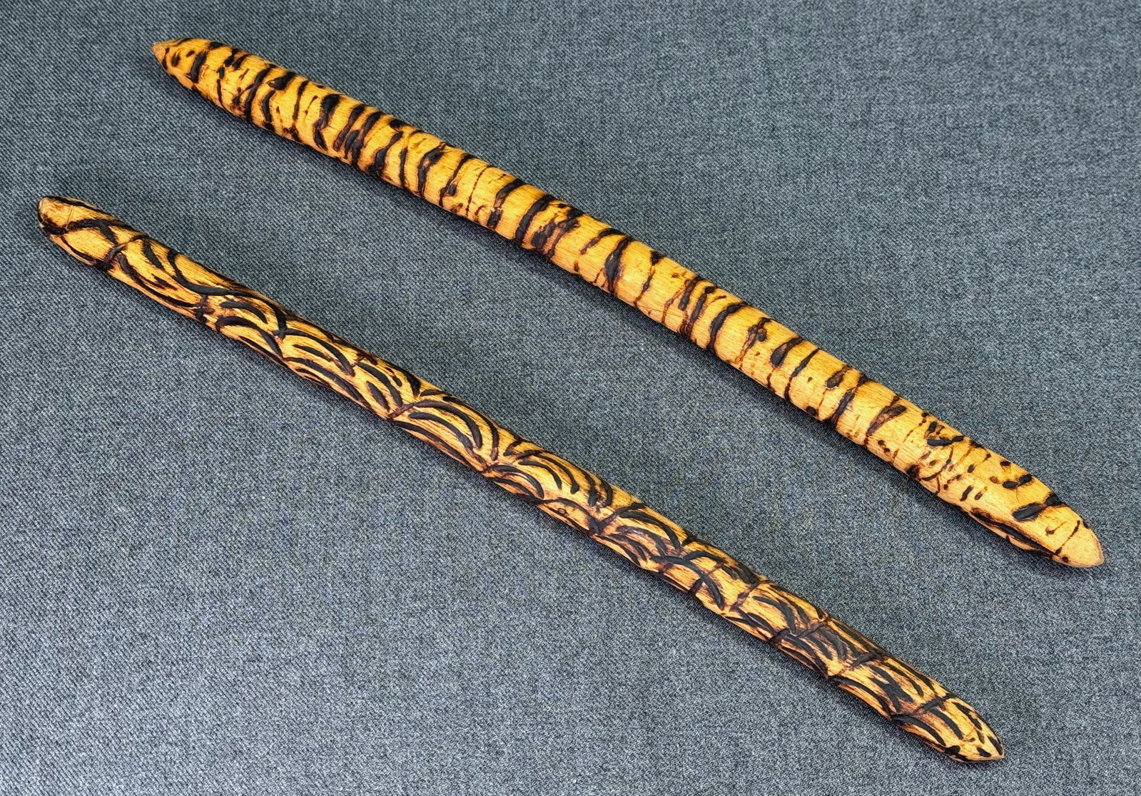 Aboriginal Australia Pokerwork Wood Clap Sticks: IN HOUSE FLAT SHIPPING & HANDLING COST WITHIN ALL THE U.S. : 12 To bypass LiveShipping, and use our In-House shipping service for 12 or shipping combined for multiple lots, please select