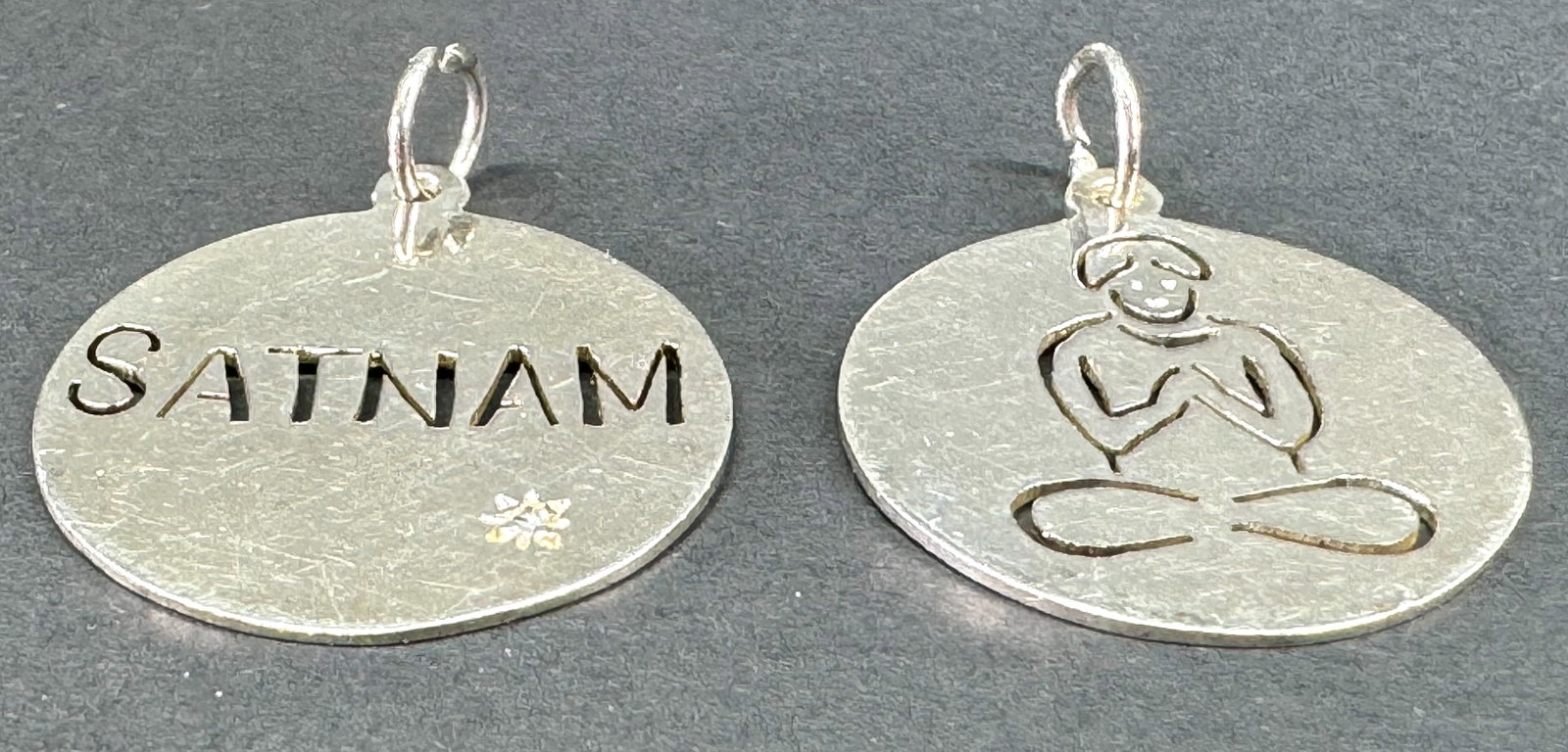 Vintage Jane Basch Sterling silver cut out Buddha & encrusted diamond Satnam medal pendants.: IN HOUSE FLAT SHIPPING & HANDLING COST WITHIN ALL THE U.S. : 7 To bypass LiveShipping, and use our In-House shipping service for 7 or shipping combined for multiple lots, please select “Arrange 