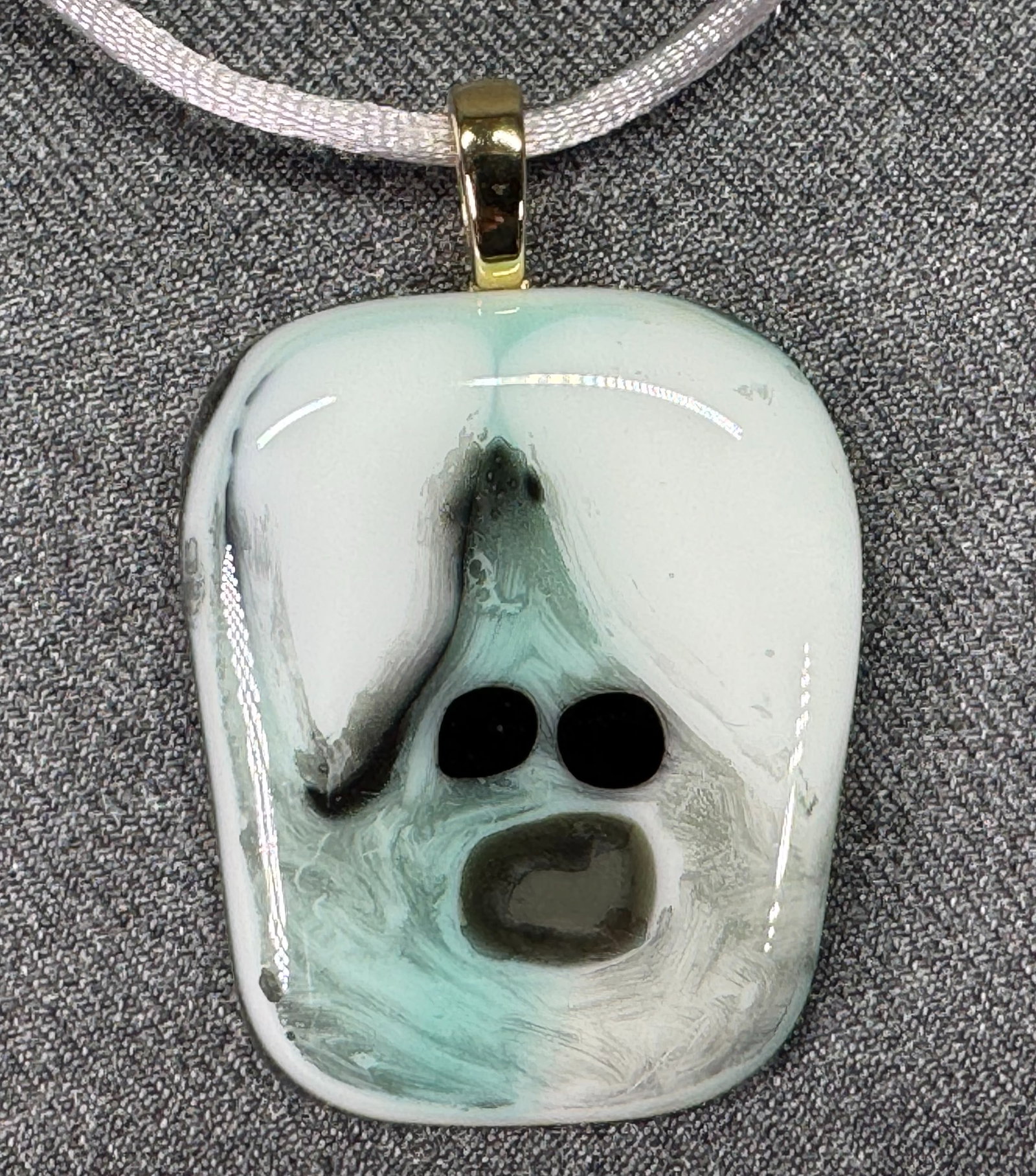 Poodle face glass pendant silky strap necklace (1 of 6)