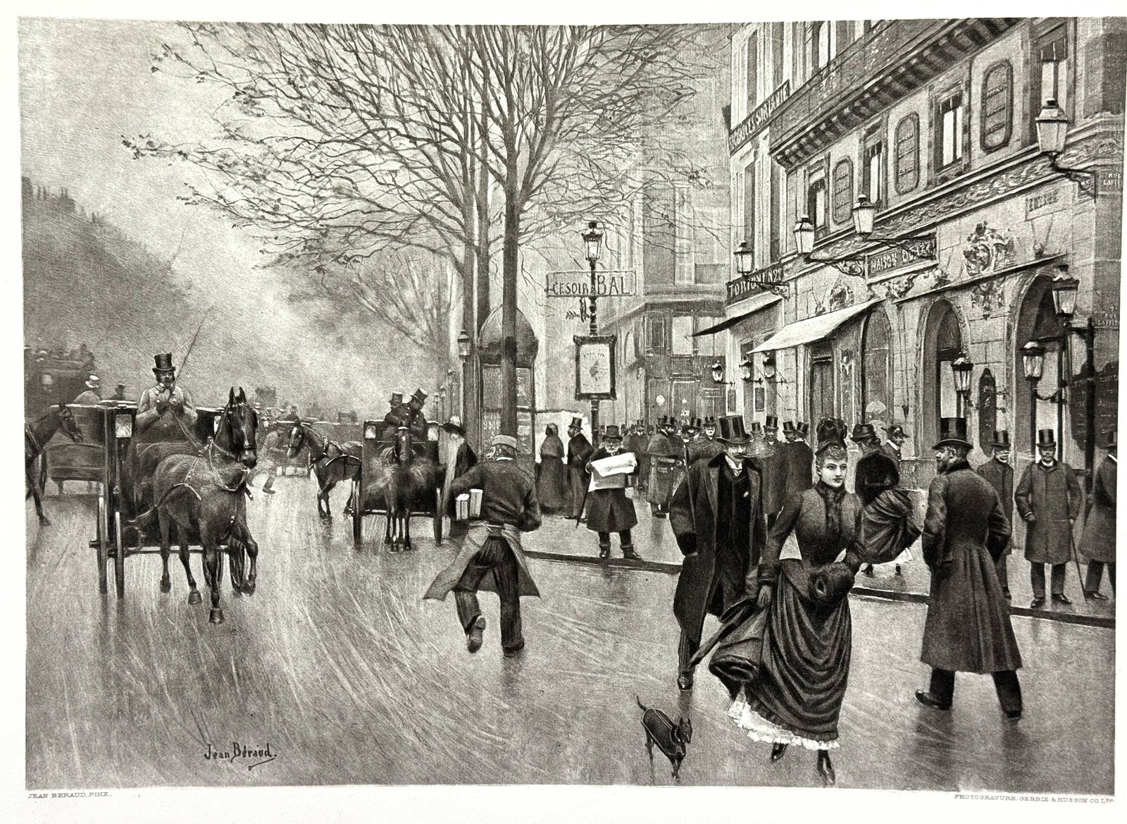 Jean Beraud Antique Paris Street Scene Print Boulevard des Italiens Belle Epoque *L: Jean Beraud Antique Paris Street Scene Print Boulevard des Italiens Belle Epoque For measures please refer to the pictures taken with a measuring tape. IN HOUSE FLAT SHIPPING & HANDLING COST WITHIN AL