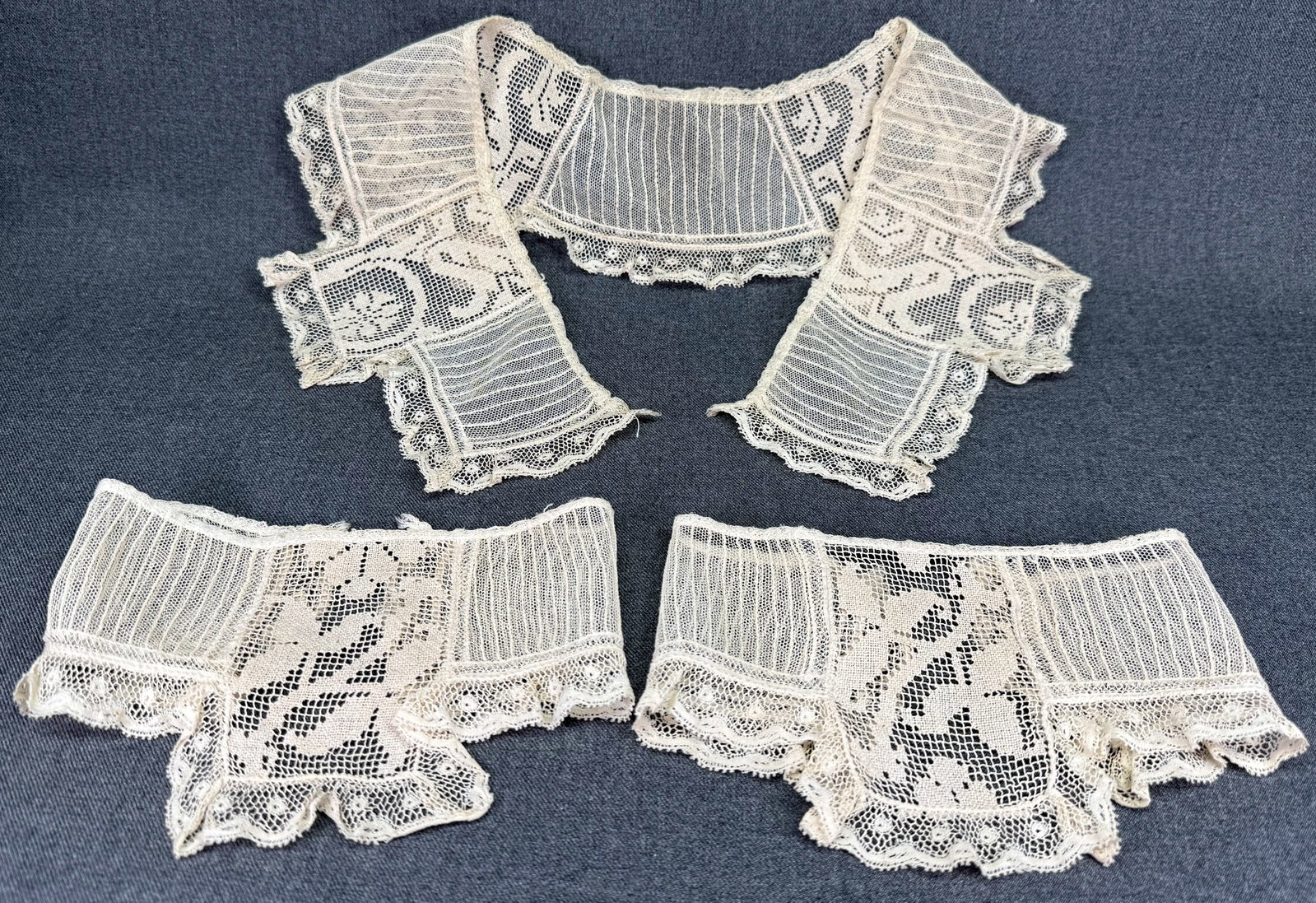 Antique Edwardian Princess Filet net tape lace collar and cuff set. Unused. *j (1 of 10)