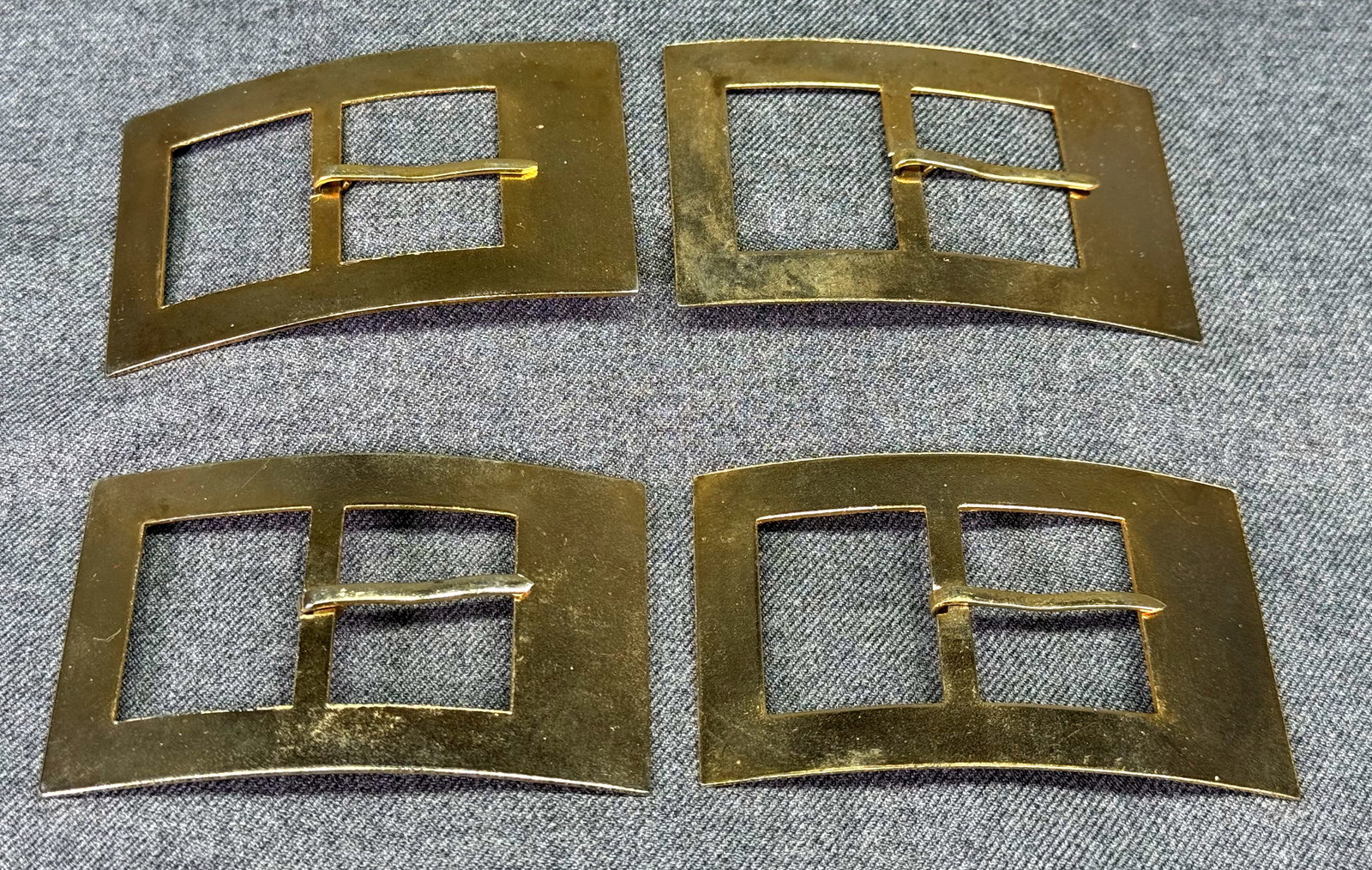 Vintage gold-toned metal belt buckles to cover, paint, repurpose. Lot of 4: IN HOUSE FLAT SHIPPING & HANDLING COST WITHIN ALL THE U.S. : $7 To bypass LiveShipping, and use our In-House shipping service for $7 or shipping combined for multiple lots, please select “Arrang