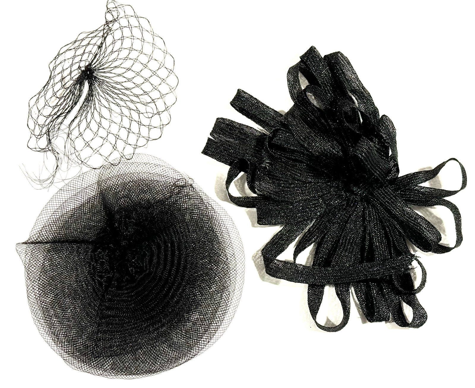 Vintage / Antique millinery black net & raffia appliques: IN HOUSE FLAT SHIPPING & HANDLING COST WITHIN ALL THE U.S. : 7 To bypass LiveShipping, and use our In-House shipping service for 7 or shipping combined for multiple lots, please select “Arrange 