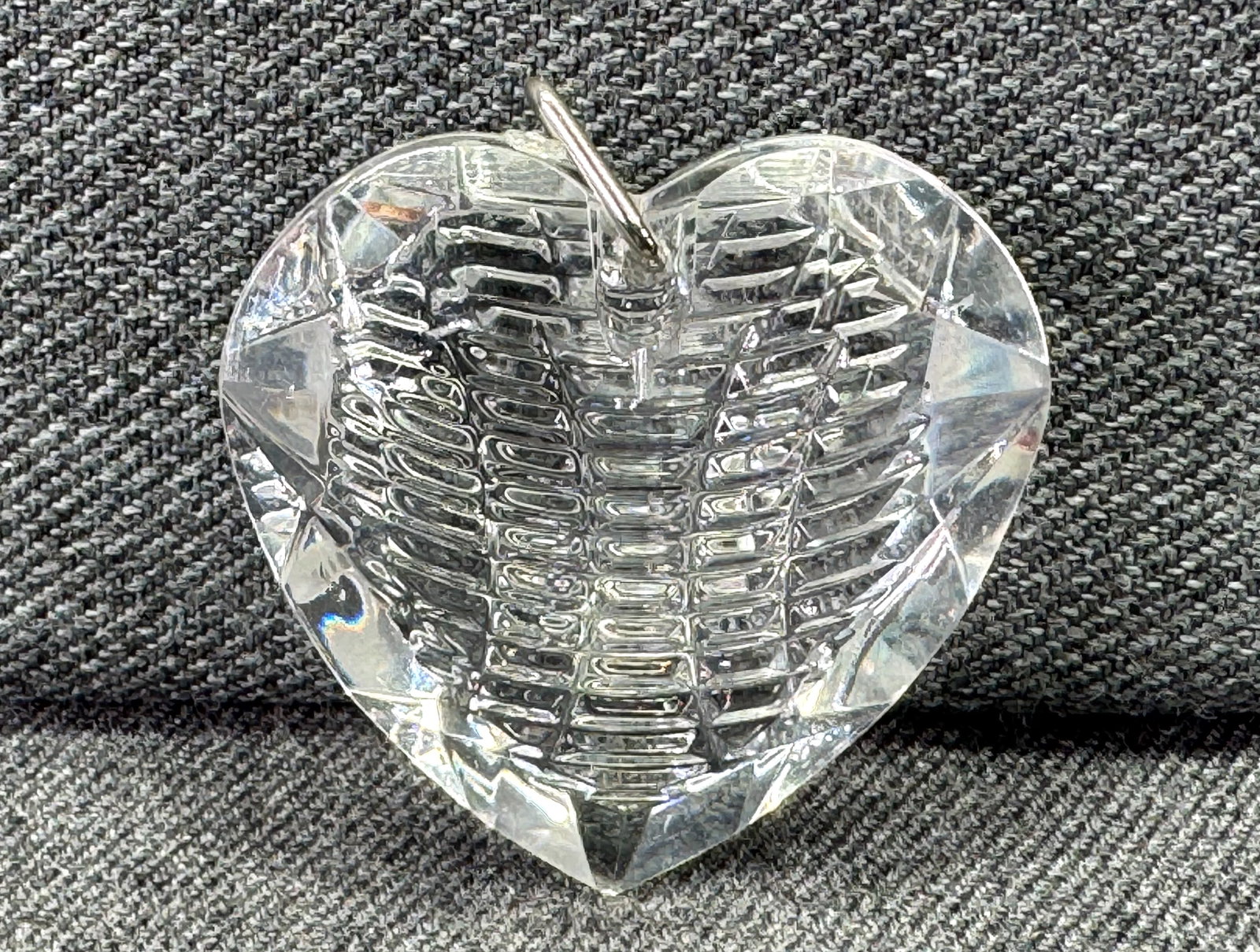 Vintage Clear Molded Plastic Puffy Heart Pendant. #n (1 of 4)