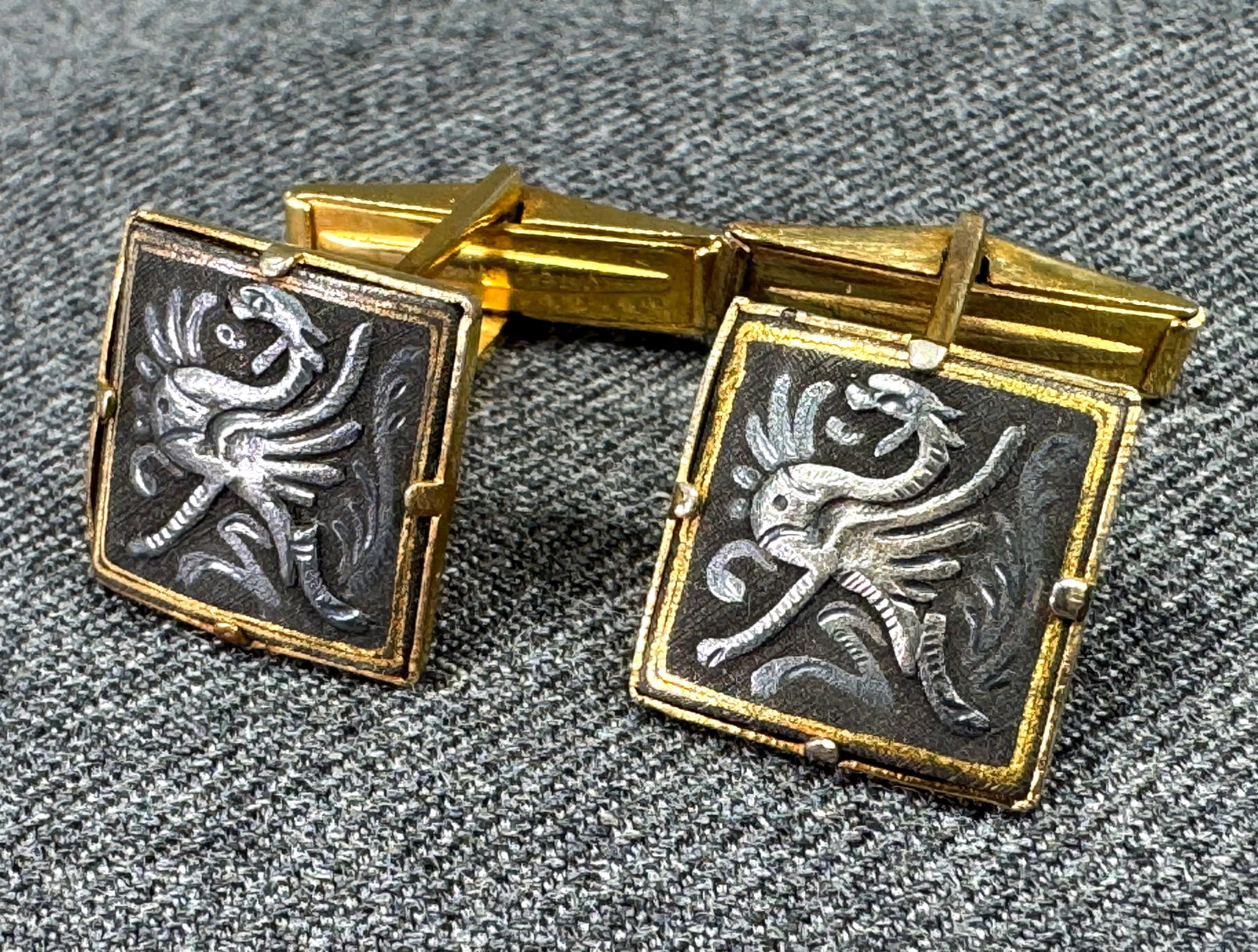 1960s Spanish Damascene Dragon Cufflinks. *n (1 of 5)