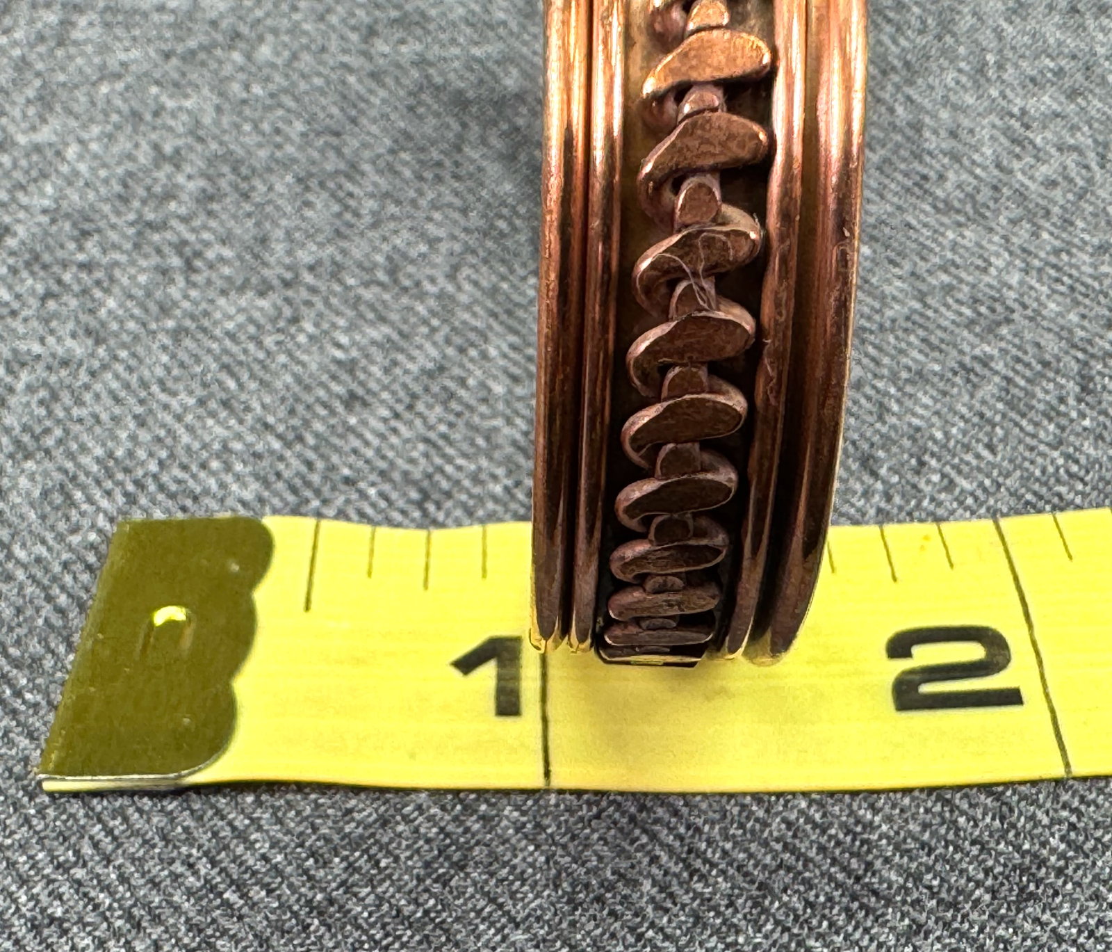 Vintage decorated solid copper cuff bracelet. *K - 10