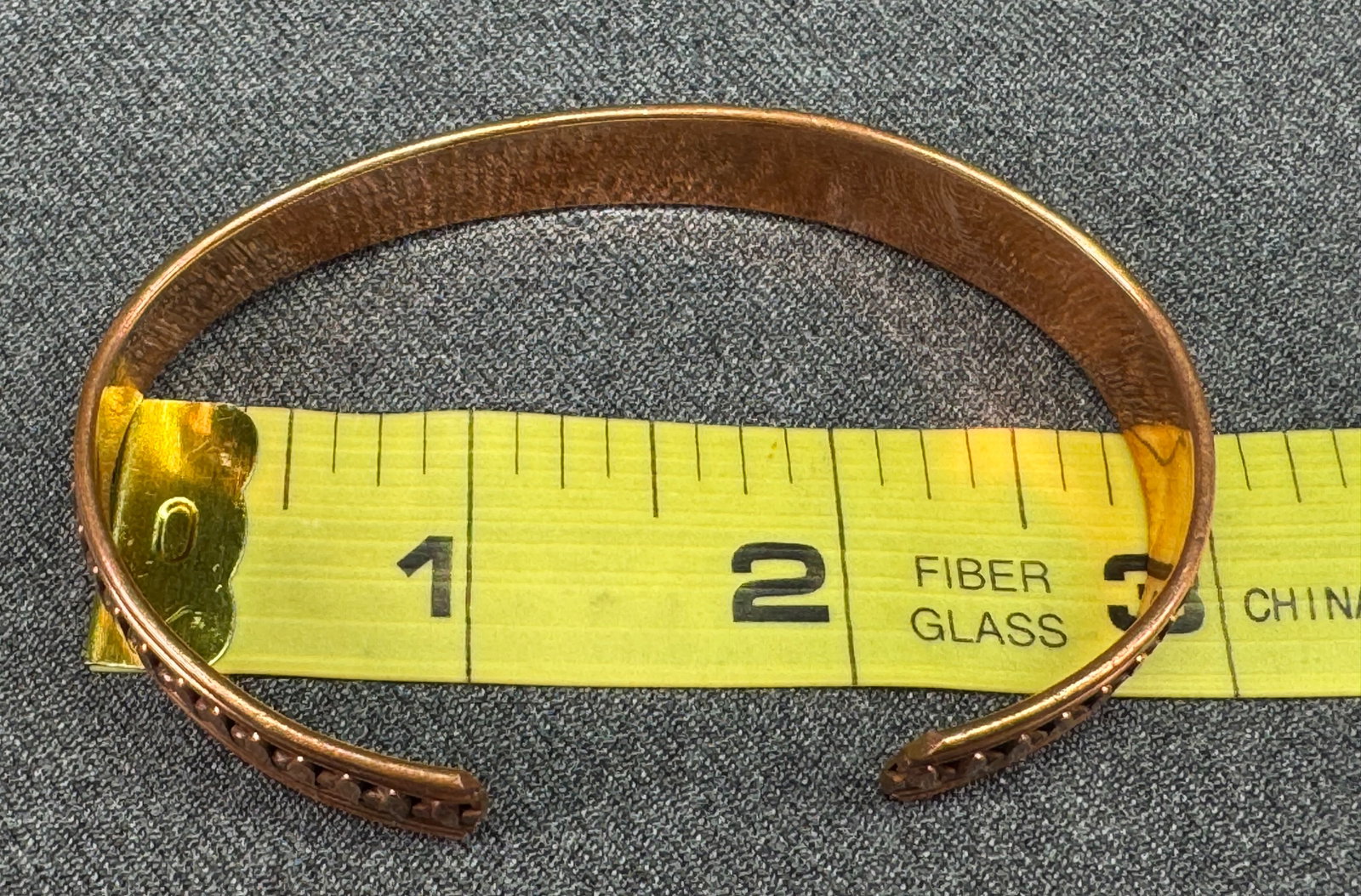 Vintage decorated solid copper cuff bracelet. *K - 8
