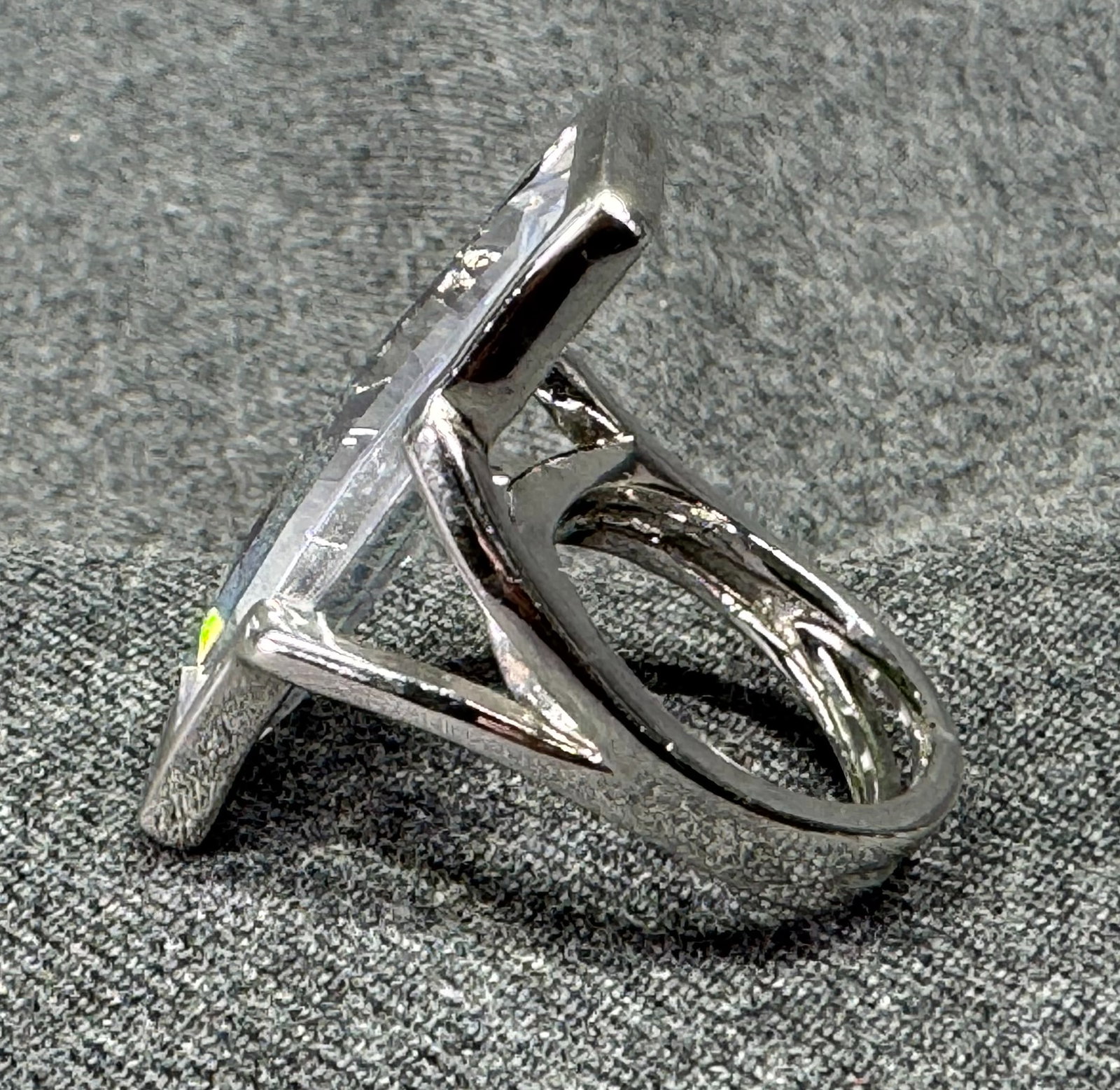 Oversized CZ Silver-tone Statement Ring. *M - 4