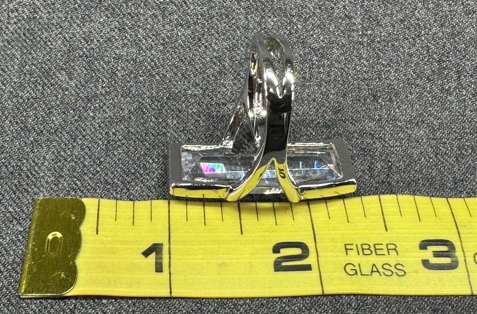 Oversized CZ Silver-tone Statement Ring. *M - 5