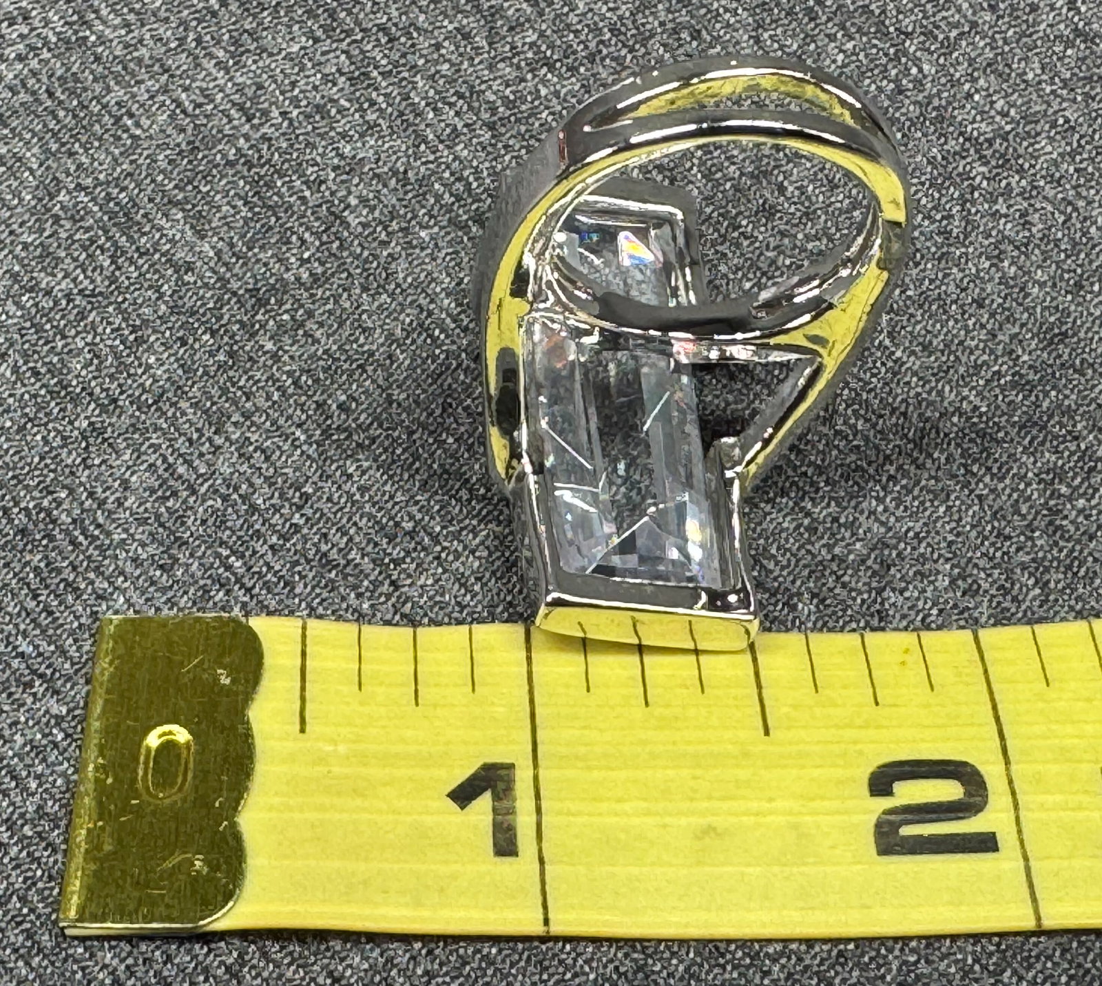 Oversized CZ Silver-tone Statement Ring. *M - 6