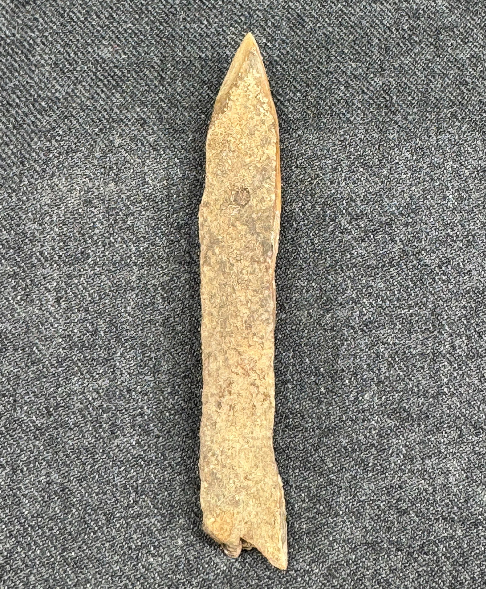 European Magdalenian Bone Point. Old paper label. #89: European Magdalenian Bone Point. Old paper label. For measures please refer to the pictures taken with a measuring tape. IN HOUSE FLAT SHIPPING & HANDLING COST WITHIN ALL THE U.S. : $7 To bypass LiveS