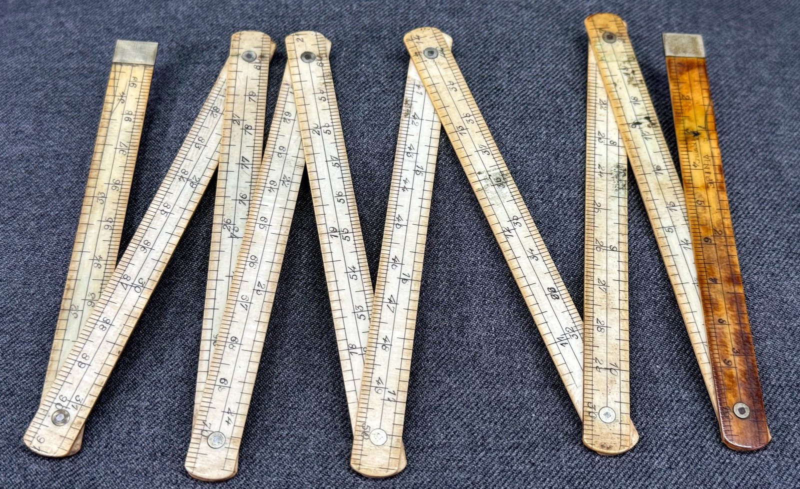 Antique 19th Century English Folding Rule: IN HOUSE FLAT SHIPPING & HANDLING COST WITHIN ALL THE U.S. : $7 To bypass LiveShipping, and use our In-House shipping service for $7 or shipping combined for multiple lots, please select “Arrang