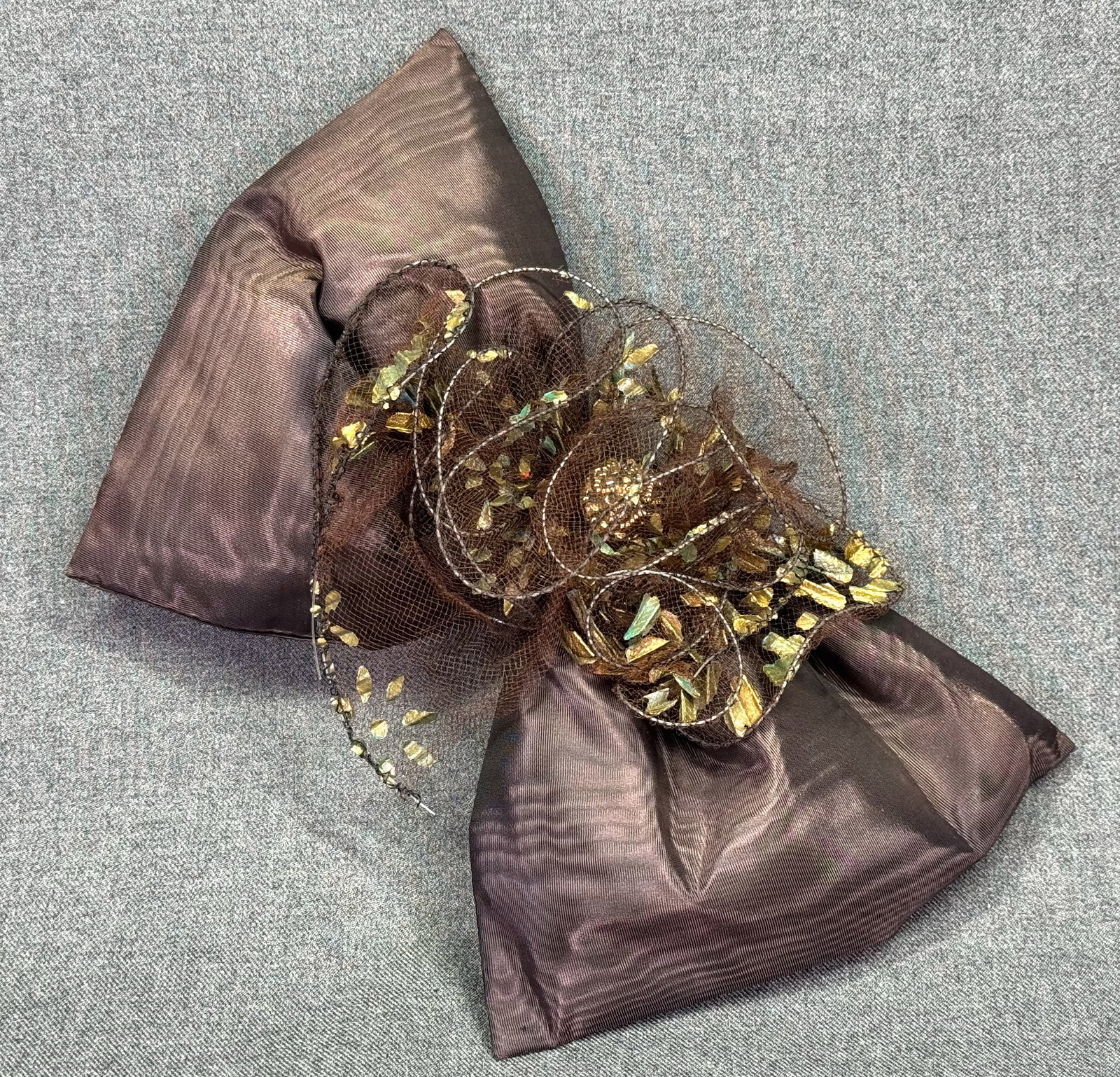 Barbra Jerard New York fall embellishments silky brown oversized bow hair barrette: IN HOUSE FLAT SHIPPING & HANDLING COST WITHIN ALL THE U.S. : $10 To bypass LiveShipping, and use our In-House shipping service for $10 or shipping combined for multiple lots, please select “Arra