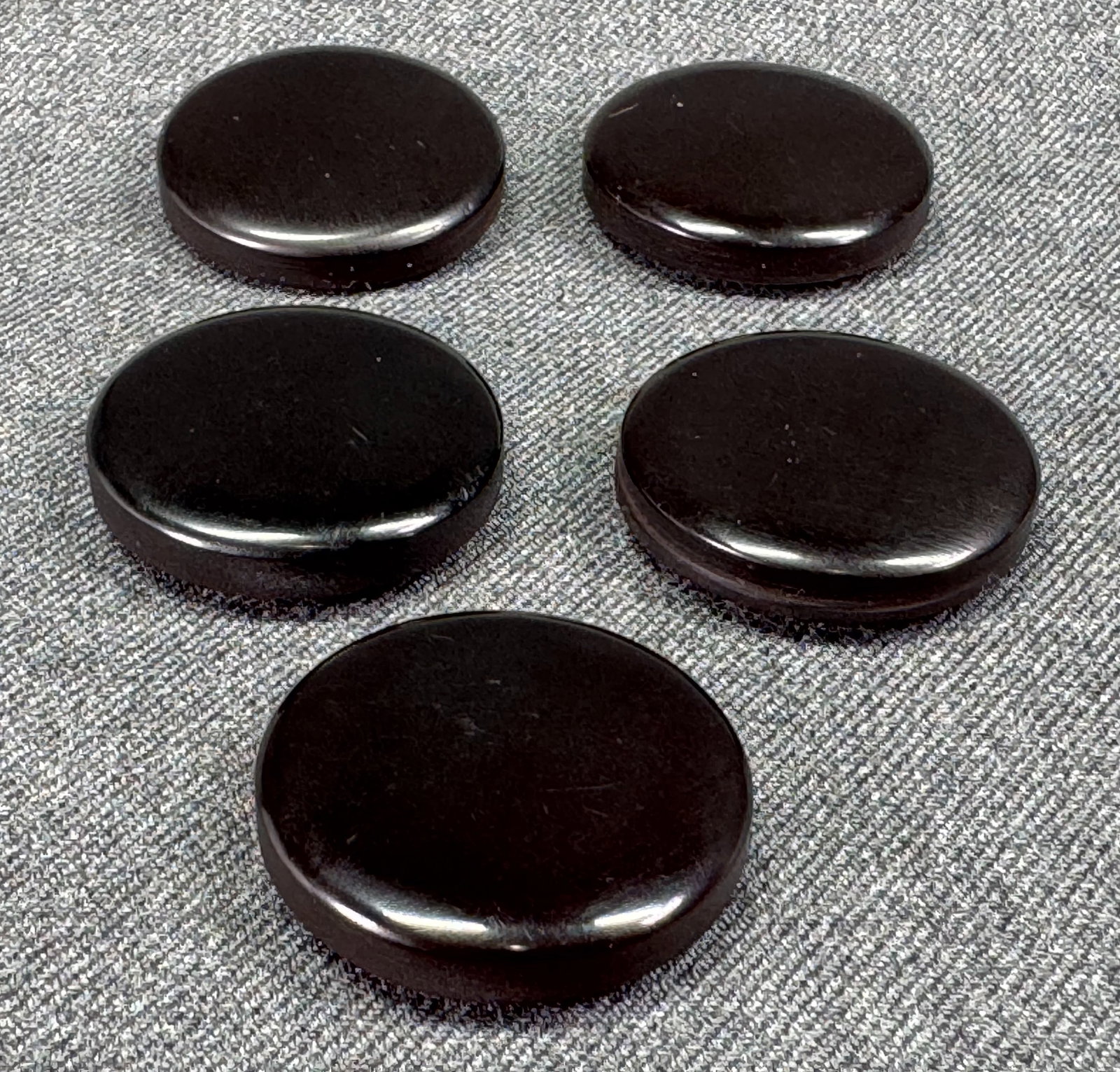 Vintage black galalith rounded buttons. Lot of 5: IN HOUSE FLAT SHIPPING & HANDLING COST WITHIN ALL THE U.S. : $7 To bypass LiveShipping, and use our In-House shipping service for $7 or shipping combined for multiple lots, please select “Arrang