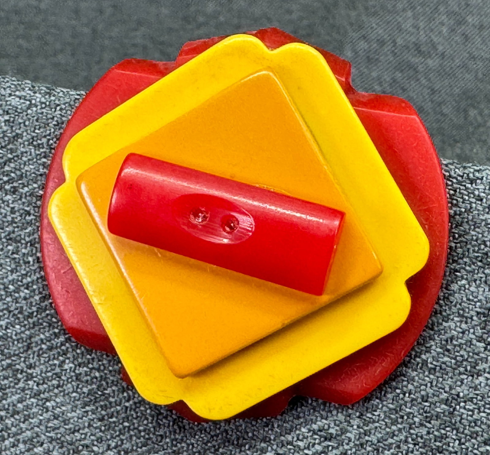 Artisan Art Deco Bakelite Stack Brooch Pin. *o (1 of 5)