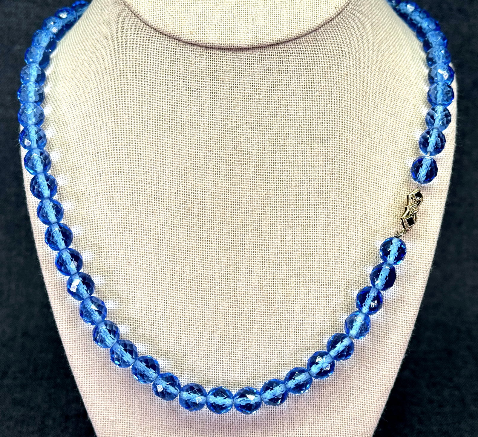 Deltah Art Deco 14K Gold Sapphire Diamond Clasp Crystal Necklace. *o (1 of 12)