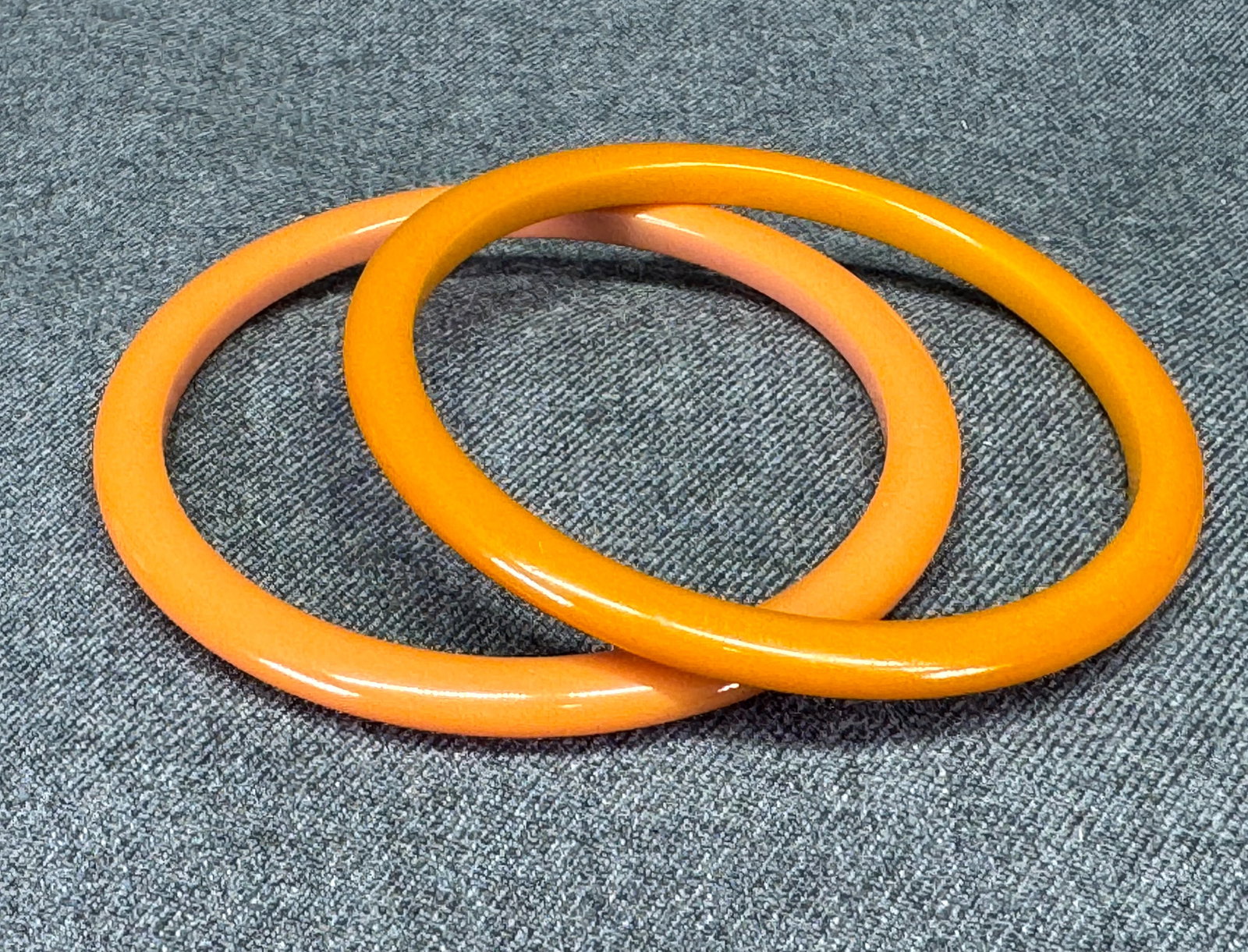 Vintage Mid-Century Bakelite Marmalade Orange Bangle Bracelets. *o (1 of 6)
