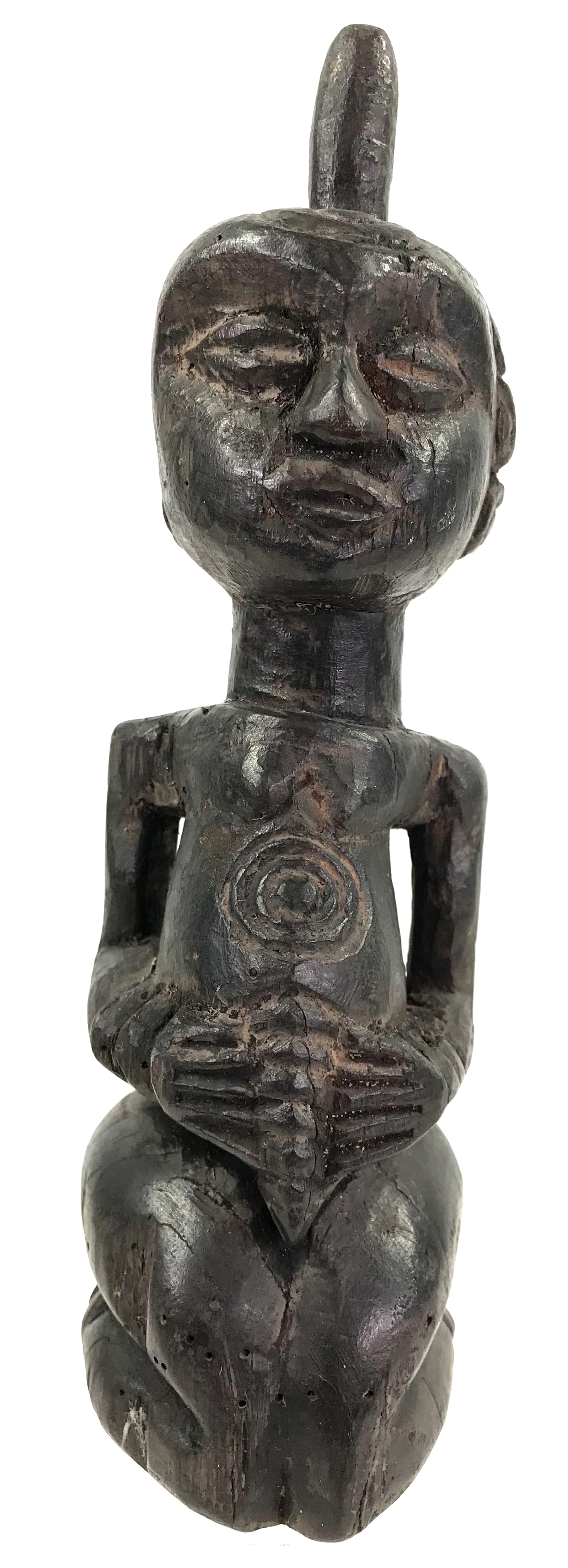 African Ndengese, DRC, Female Figure. Carved wood.: IN HOUSE FLAT SHIPPING & HANDLING COST WITHIN ALL THE U.S. : 12 To bypass LiveShipping, and use our In-House shipping service for 12 or shipping combined for multiple lots, please select “Arrang