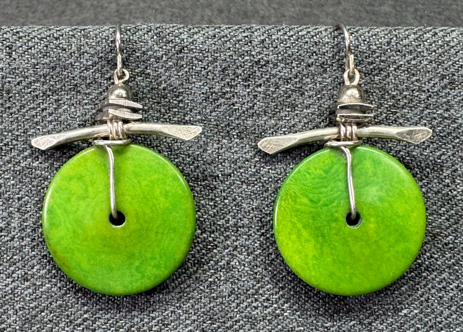 Vintage Laura Tanner sterling silver Tagua snow man earrings. *p (1 of 5)