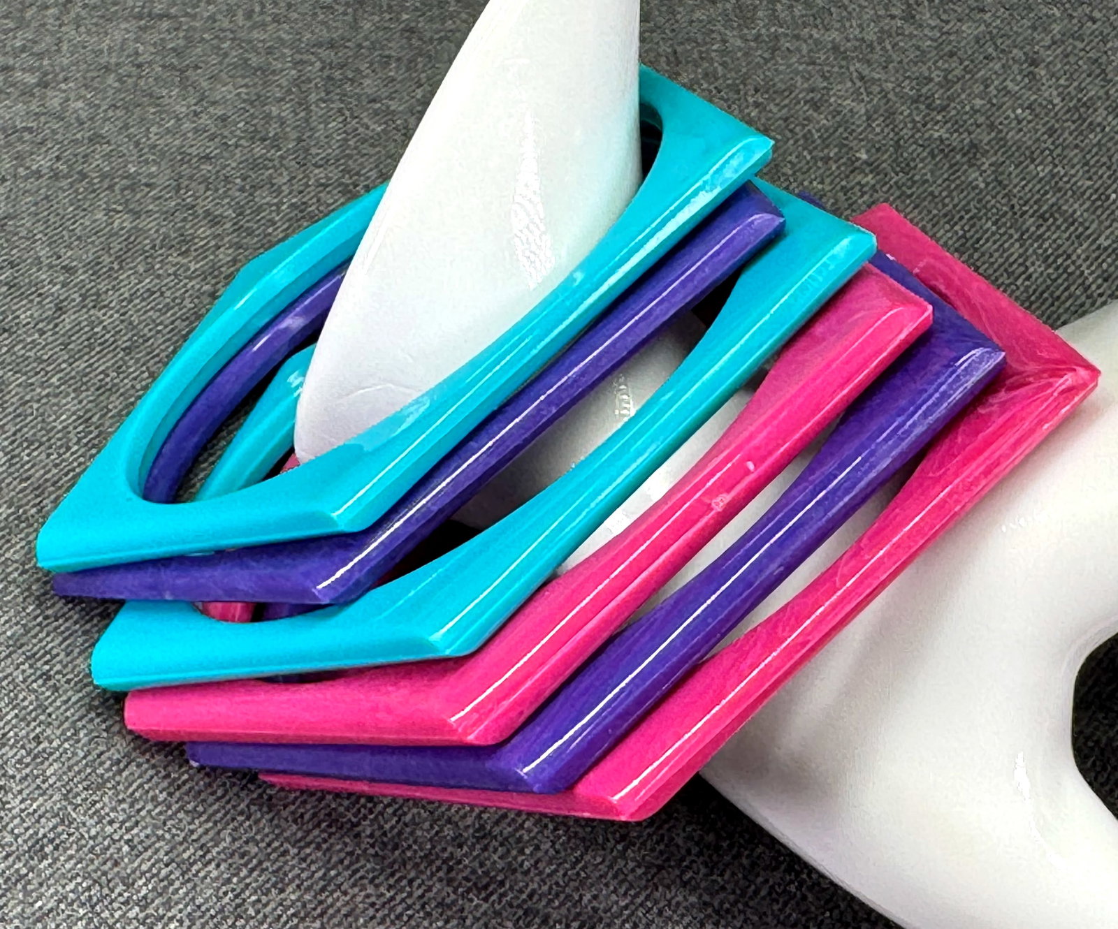 Vintage 1980s Molded Plastic Hexagonal Bangle Bracelets. *p (1 of 5)