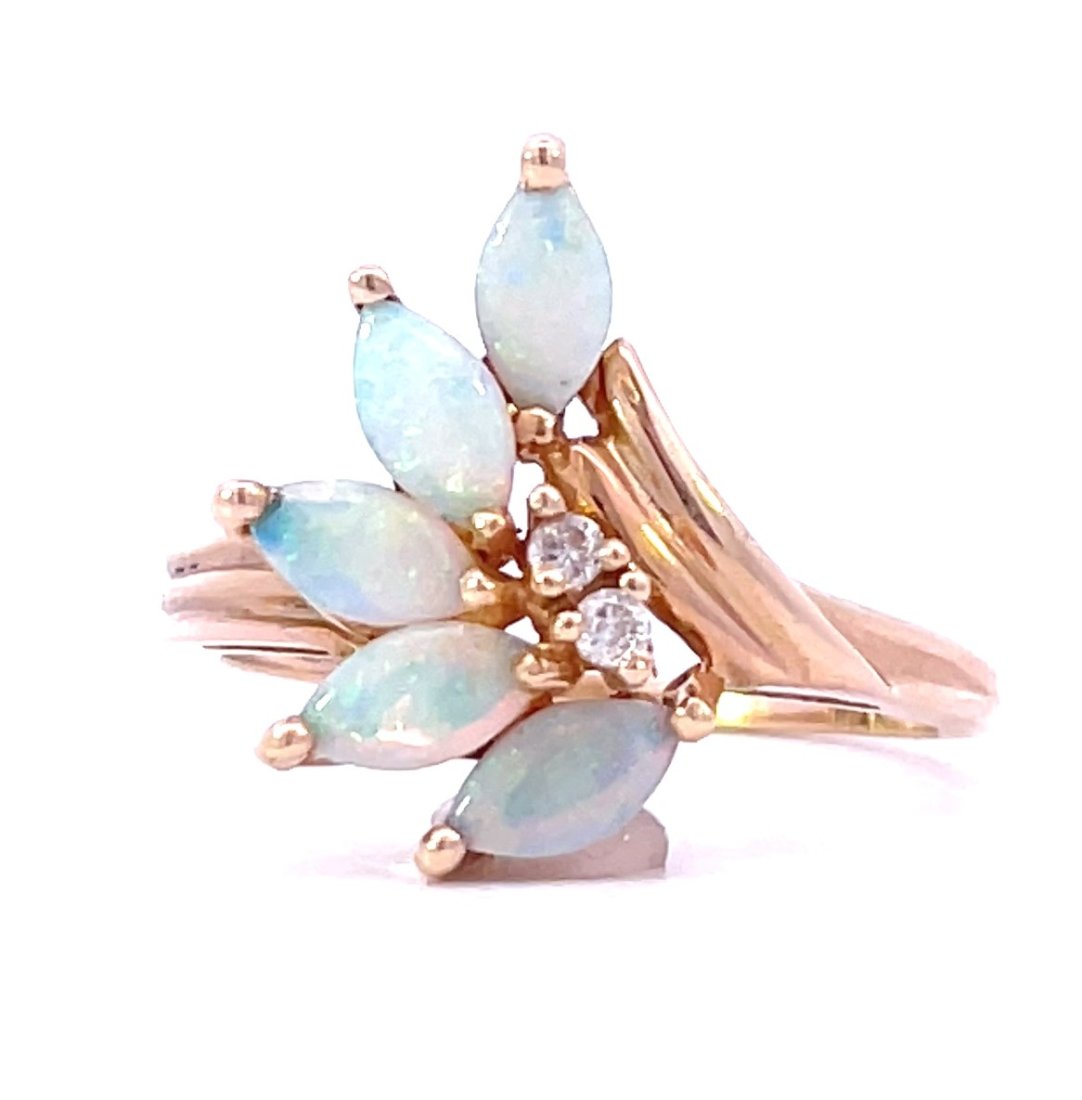 14KT YELLOW GOLD DIAMOND AND OPAL RING (1 of 2)