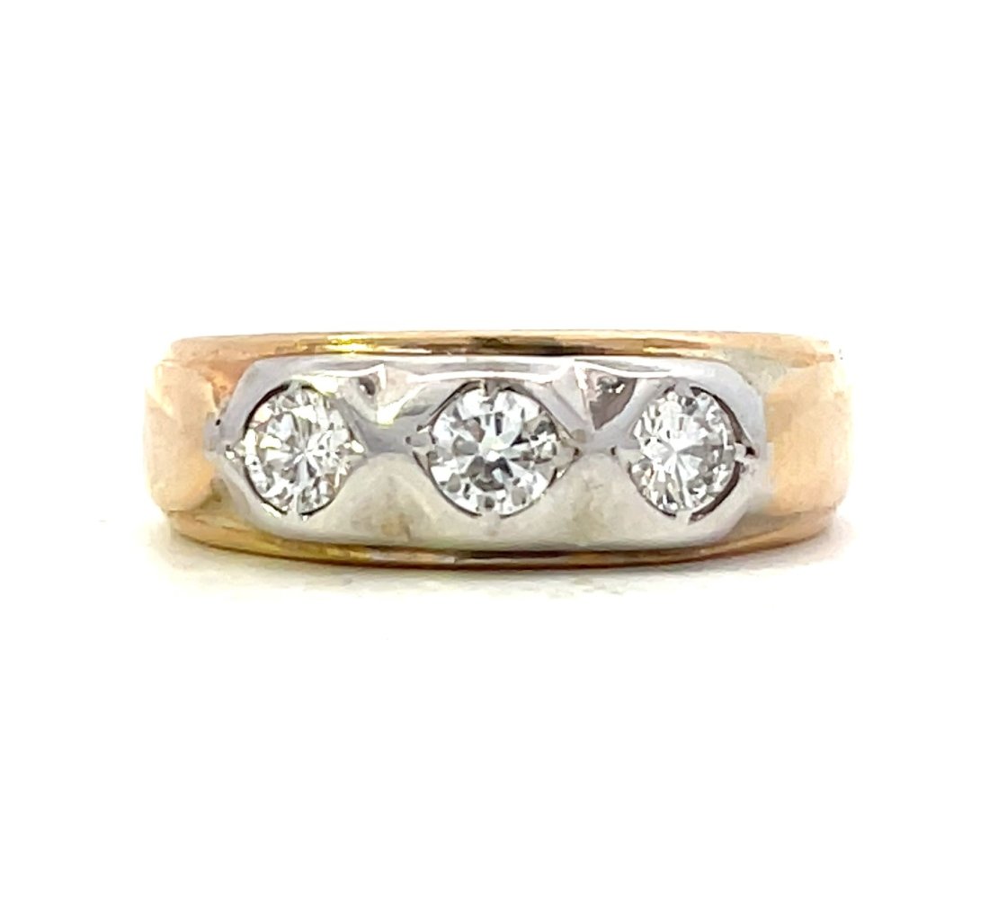 14KT TWO TONE 3 DIAMOND GENTS RING (1 of 2)