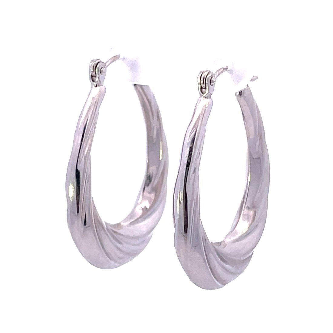 14KT WHITE GOLD OVAL TWISTED HOOPS (1 of 1)