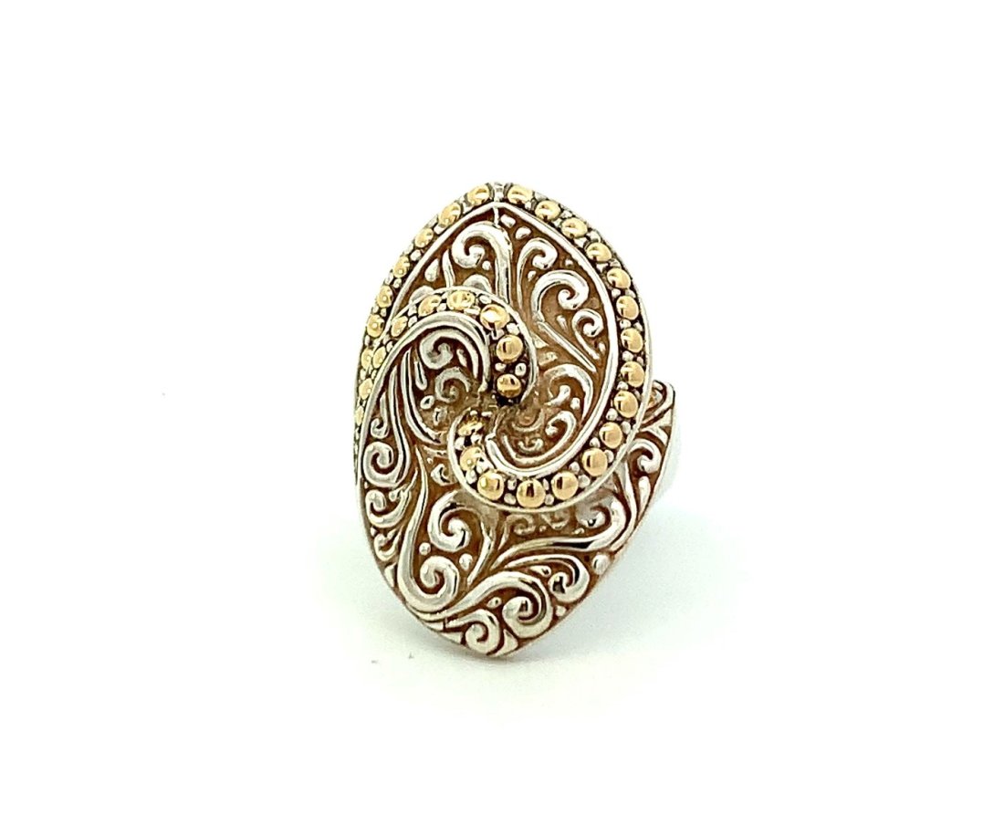 STERLING SILVER AND 18KT YELLOW GOLD RING (1 of 3)