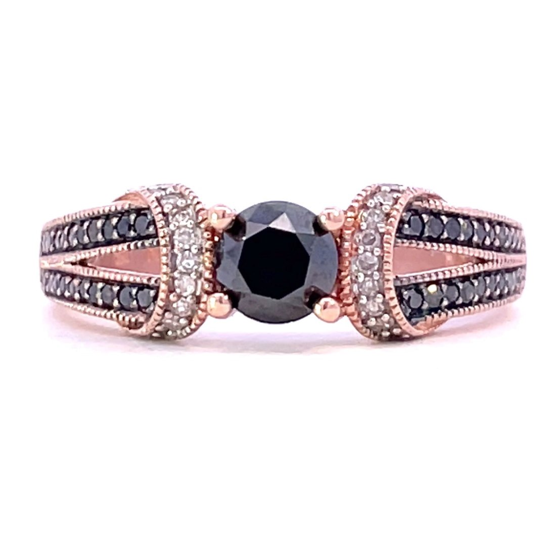 10KT ROSE GOLD BLACK DIAMOND RING (1 of 2)
