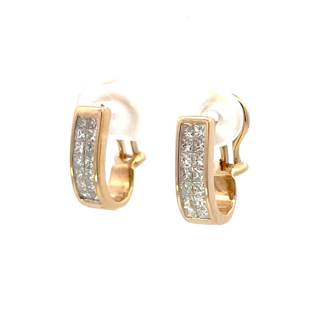 14KT YELLOW GOLD DIAMOND HOOP EARRINGS (1 of 1)