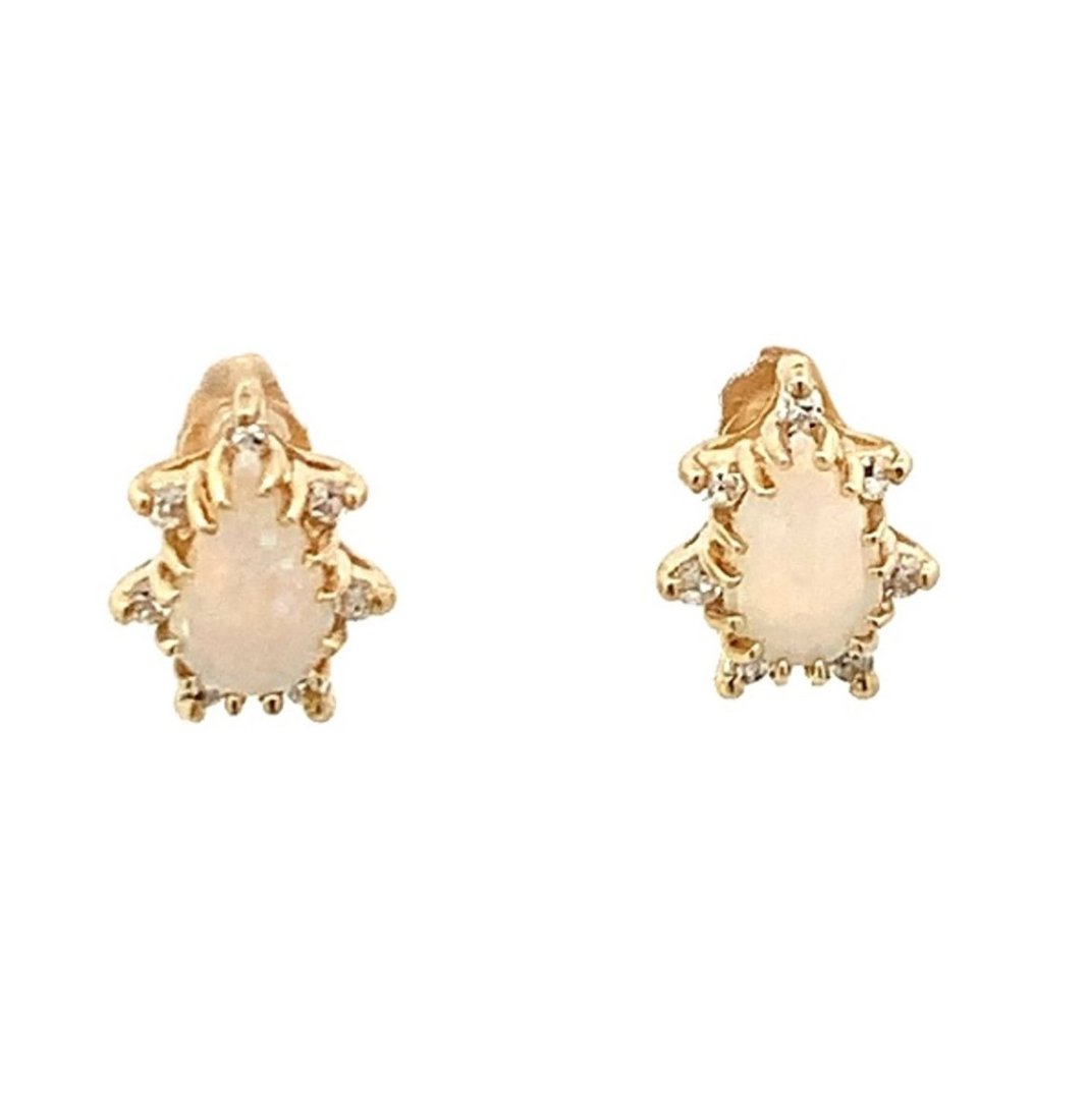 YELLOW GOLD OPAL AND DIAMOND EARRINGS (1 of 2)