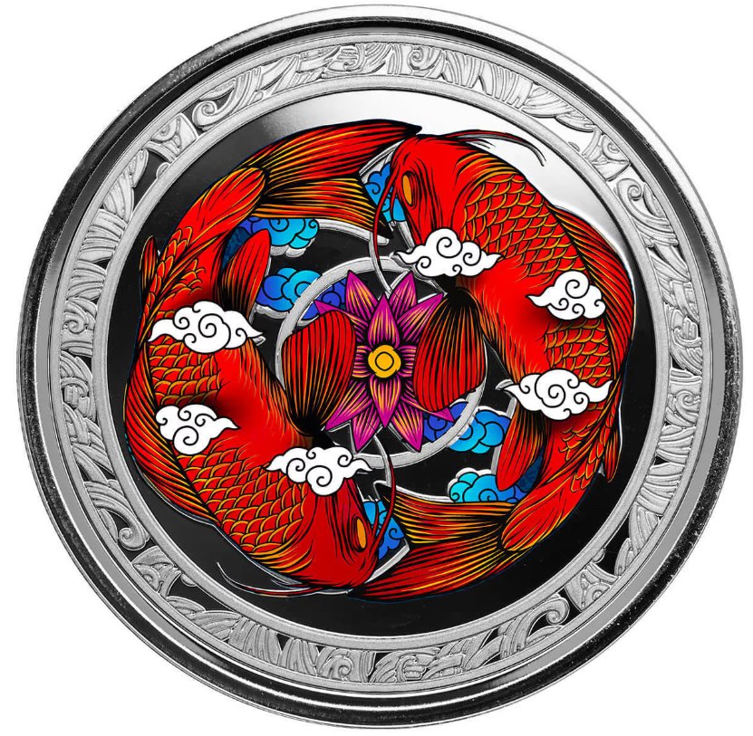 2023 Proof Fiji 1 oz Silver Colorized Koi Fish (1 of 3)