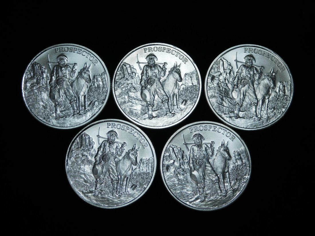 Lot of 5x - Prospector 1 oz .999 Fine Silver Rounds (1 of 4)