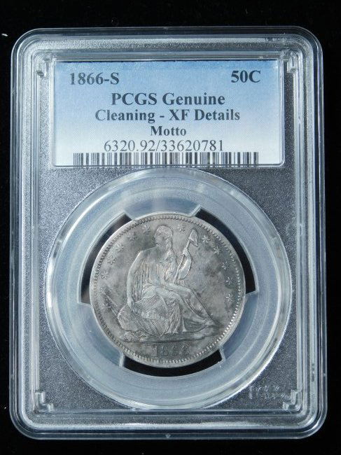 1866-S 50c Seated Liberty Half Dollar - PCGS Genuine XF Details (1 of 4)