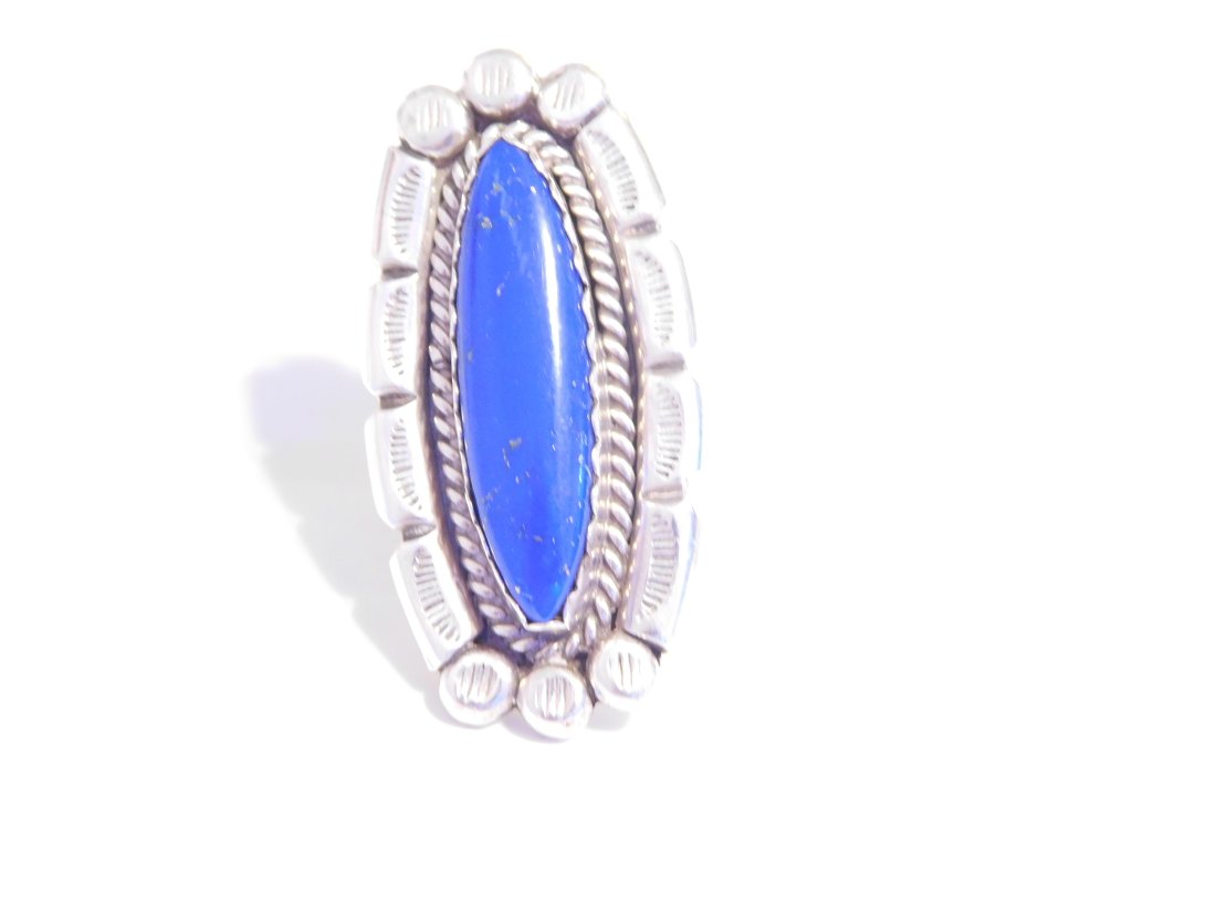 Native American V. & N. Edsitty Lapis Lazuli Woman's Sterling Silver Ring (1 of 5)