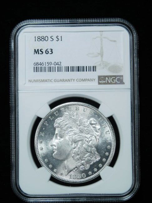1880-S $1 Morgan Silver Dollar - NGC MS63 Blast White (1 of 5)