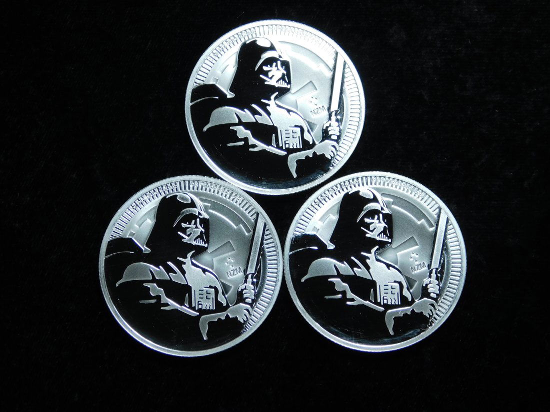 Lot of 3x - 2020 Darth Vader 1 oz .999 Silver Rounds (1 of 4)