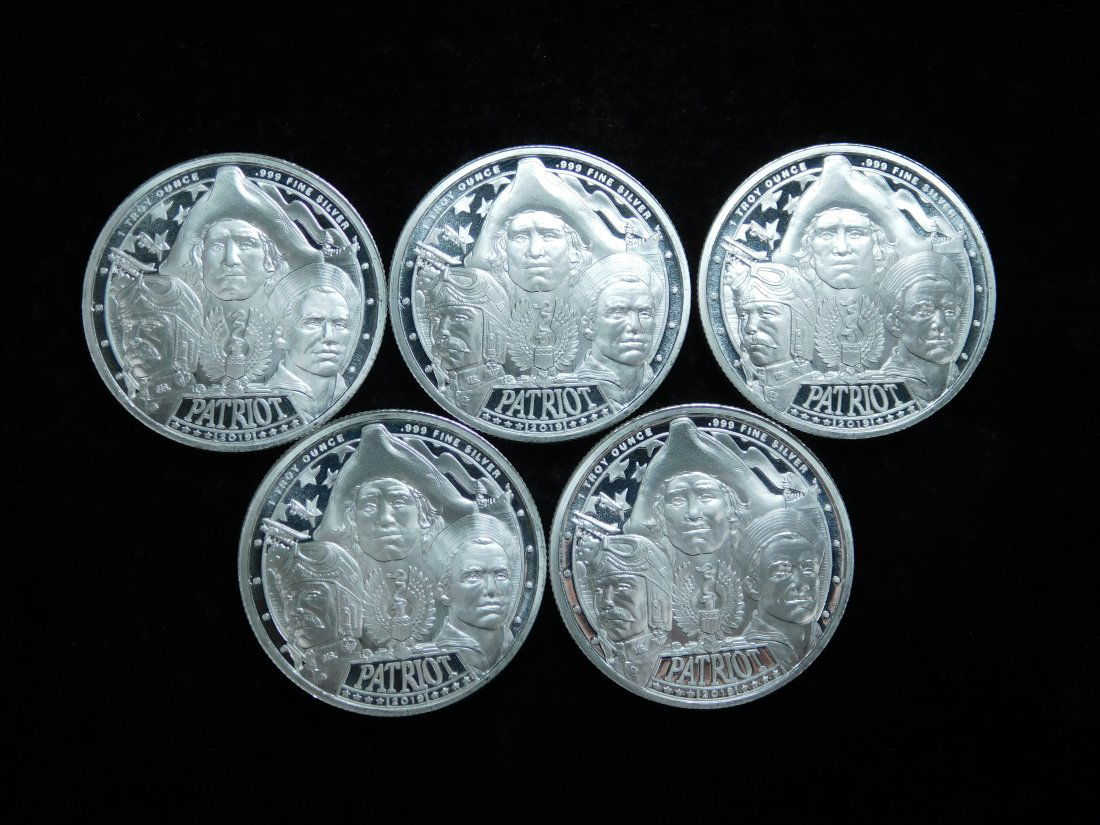 Lot of 5x 2019 1 oz Patriot Proof Like Silver Rounds - World War II (Series 2) (1 of 4)