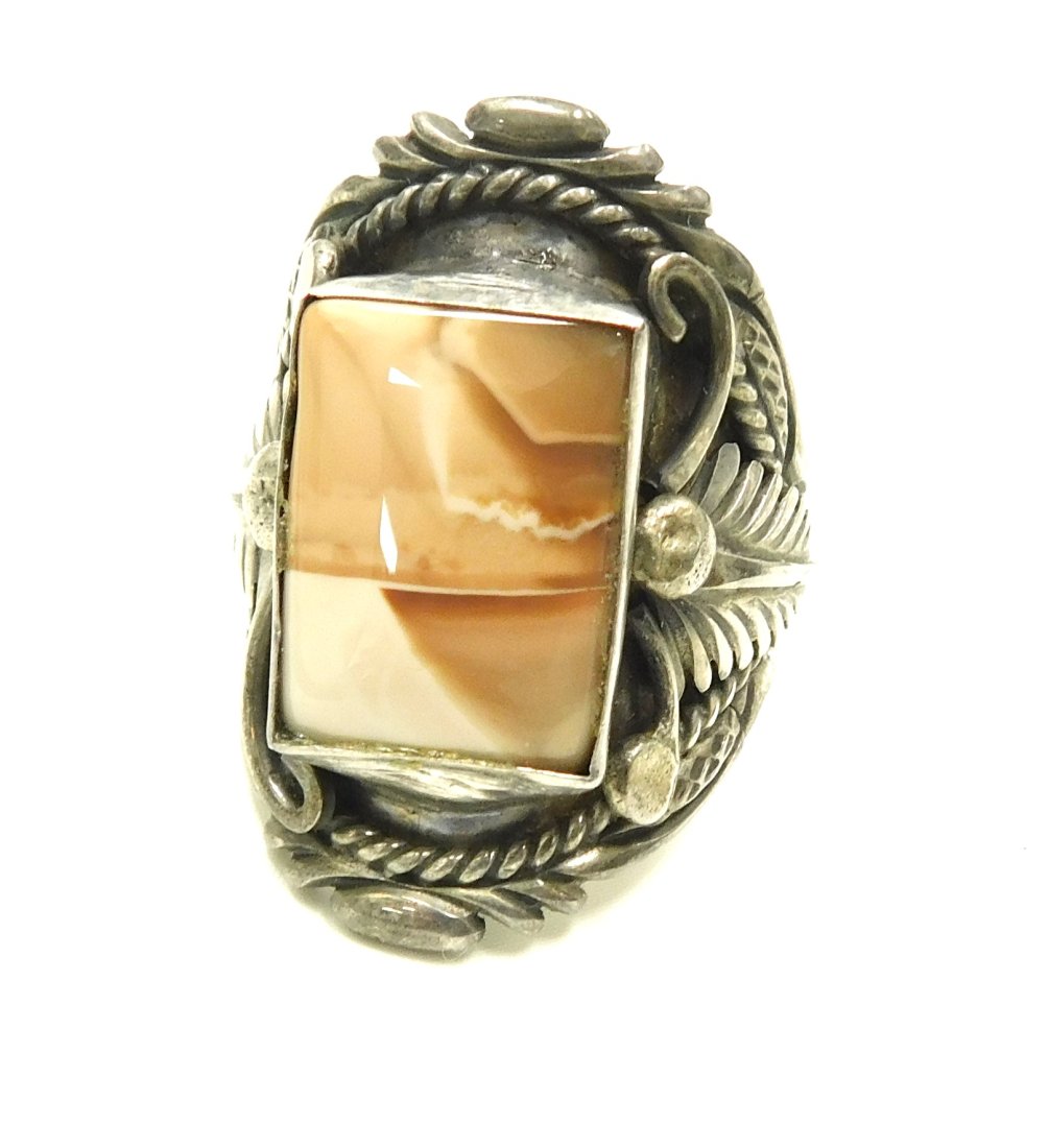 Native American Sterling Silver Imperial Jasper Stone Men's Ring Signed R279 (1 of 9)