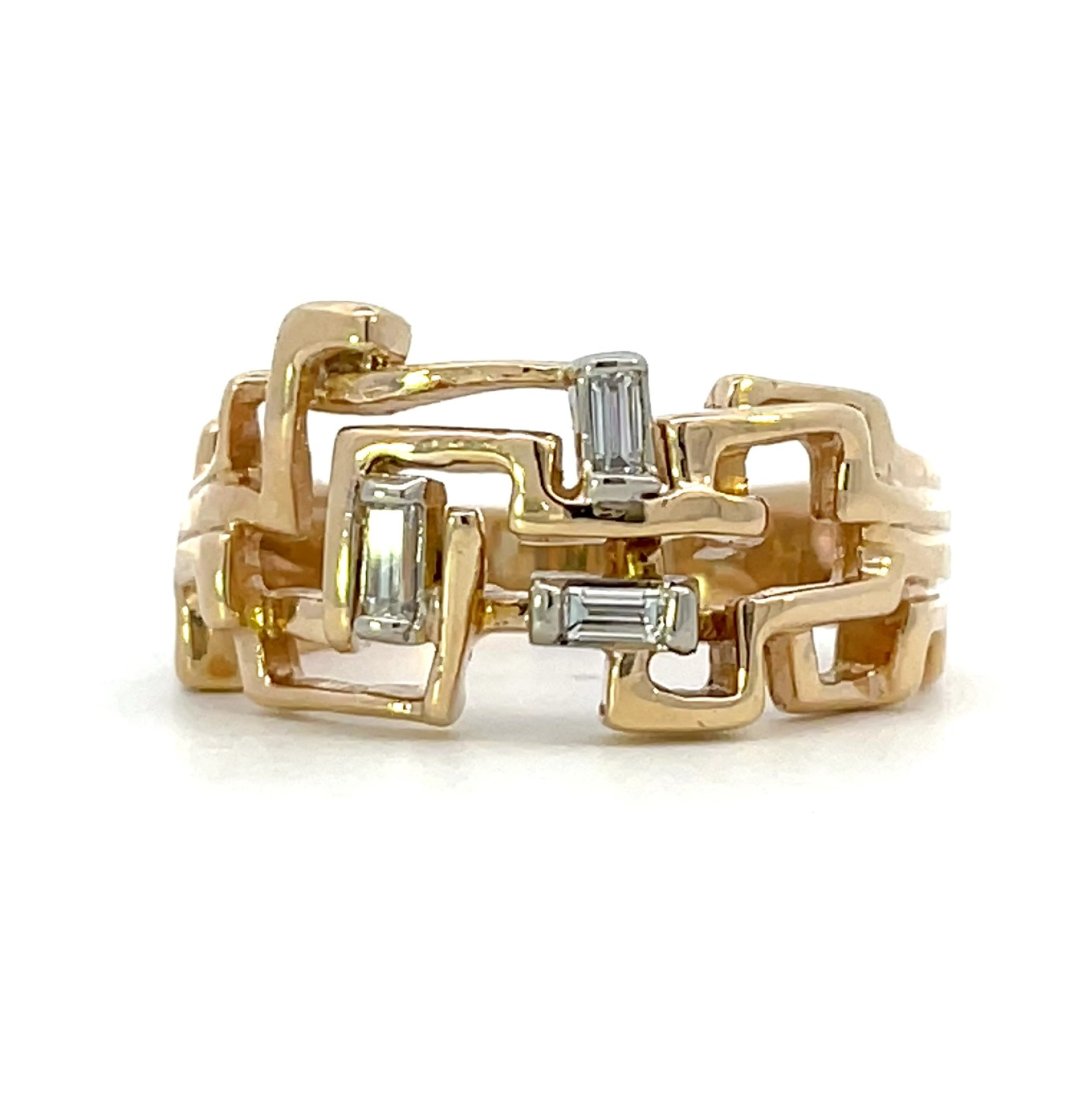 YELLOW GOLD UNISEZ GEOMETRIC FREE FORM RING (1 of 2)