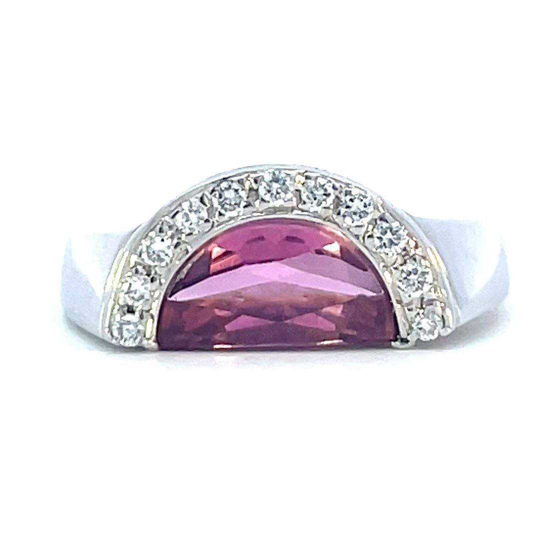 18KT WHITE GOLD PINK TOURMALINE AND DIAMOND RING (1 of 2)