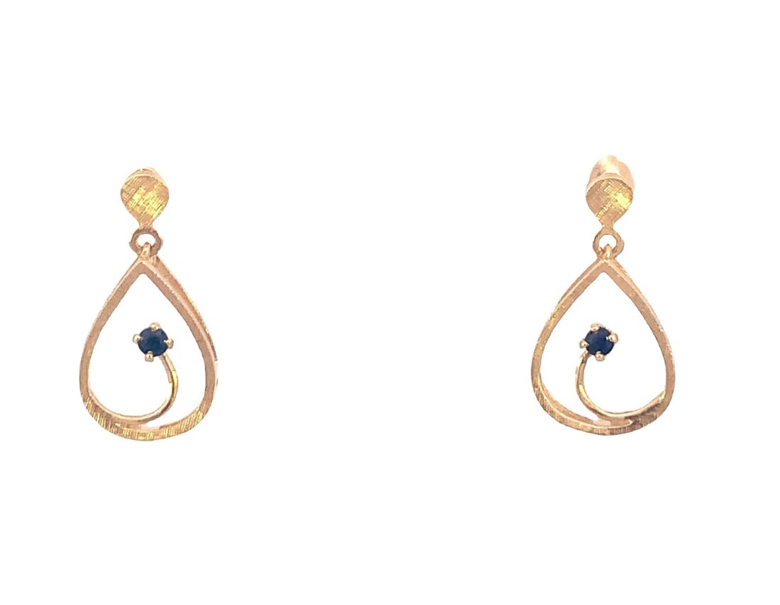 14KT YELLOW GOLD DANGLE EARRINGS WITH SAPPHIRES (1 of 3)