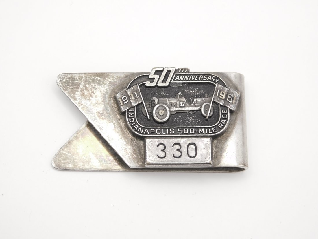 1911 - 1961 50th Anniversary Indianapolis 500 Mile Race Sterling Silver Money Clip: For sale is a 1911 - 1961 50th Anniversary Indianapolis 500 Mile Race Sterling Silver Money Clip #330. | Total Weight: 23.2 grams |