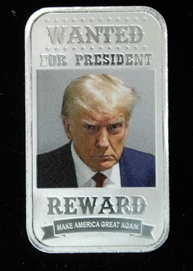 Wanted for President Donald Trump 1oz .999 Silver Colorized Bar: For sale is a Wanted for President Donald Trump 1oz .999 Silver Colorized Bar.