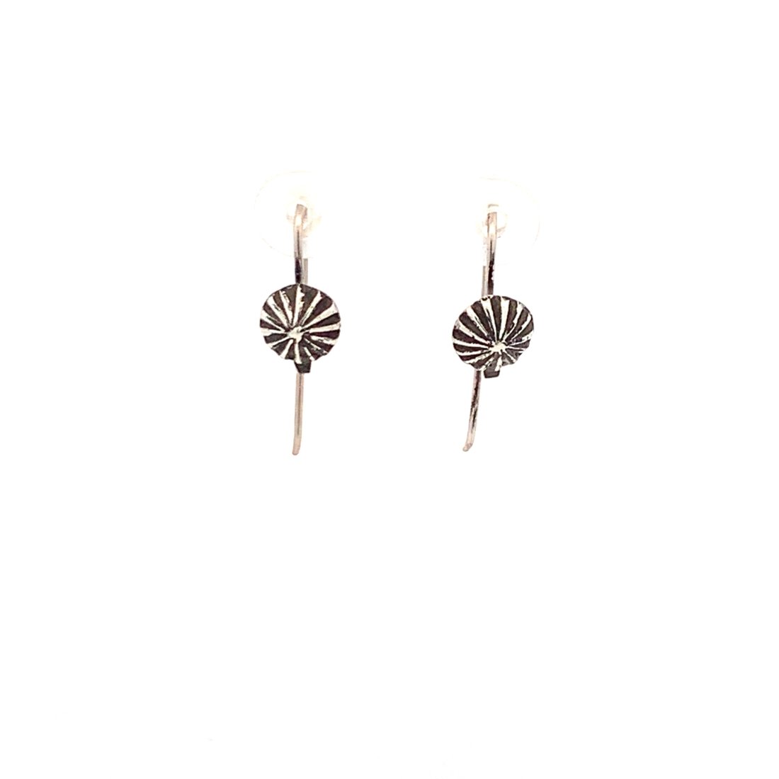 NATIVE AMERICAN EARRINGS: NATIVE AMERICAN STERLING SILVER FRENCH HOOK STYLE EARRINGS WITH A BEADED DETAIL WEIGHING 1.8 GRAMS