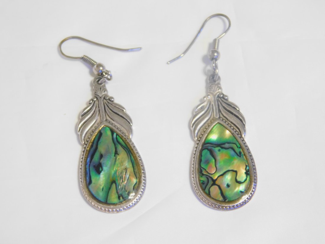 Fashion Silver Toned Abalone Dangle Earrings (1 of 8)