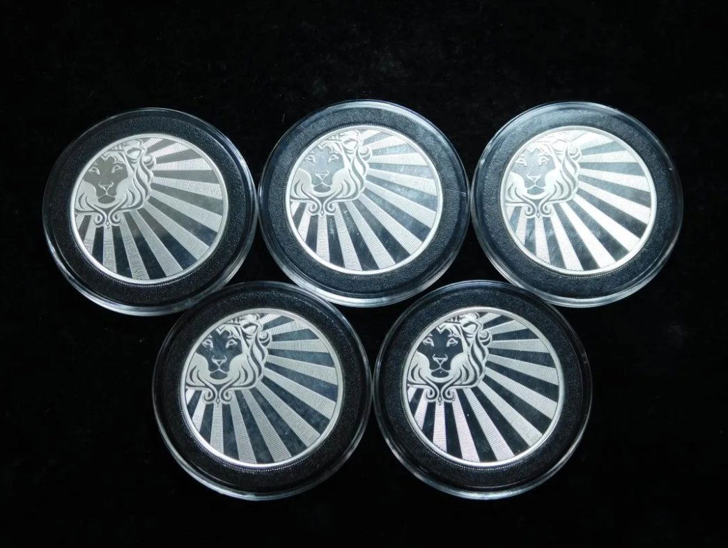 Lot of 5x - 2020 Scottsdale Reserve Lion 1 oz .999 Fine Silver Rounds w/ Capsules (1 of 4)