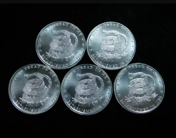 Lot of 5x - 1 oz .999 Silver Round Don't Tread On Me Price of Liberty Eternal Vigilance (1 of 4)