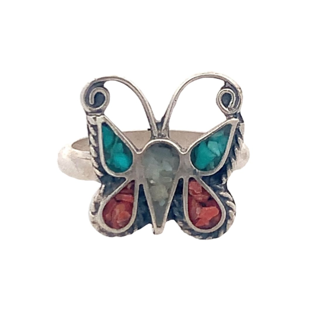 Sterling Silver Native American Style Butterfly Inlay Ring (1 of 6)